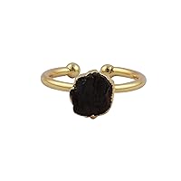 Red Garnet Gemstone Brass Gold Electroplated Lightweight Handmade Adjustable Rings Jewelry.