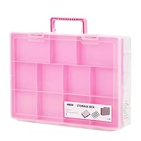 Sorting Tray with Lids Plastic Organizer Box with Dividers, 41 Adjustable Compartments Storage Containers with Handle, Sorters and Organizers for Art Crafts, Jewelry (Pink)