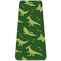 Dinosaurs Green Silhouettes 1/4 Inch Extra Thick Yoga Mat for Women, Non Slip TPE Yoga Mat for Exercise, Fitness, Pilates, Floor Workout 72’’ x 24’’