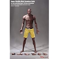 HiPlay TBLeague 12 inch African American Male Seamless Action Figure-Realistic Silicone Body, 1/6 Scale Super Flexible Male Figure Dolls (Recommended Figure Body: M36-B)
