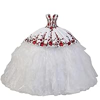 Ball Gown Ruffles Organza Satin Floral Flowers Sweetheart Wedding Quinceanera Dresses 2024 Long