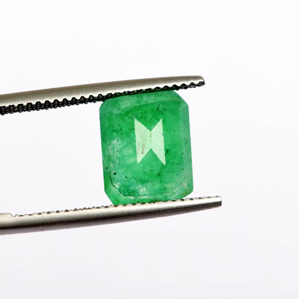 GEMHUB 3.75 Carat Natural EGL Certified Brilliant Emerald Cut 10 x 8 mm Green Emerald Loose Gemstone for Ring