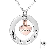 Heart Urn Necklaces Engraved Always in My Heart Personalized Cremation Keepsake Necklace for Ashes-Rose Gold