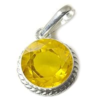 CHOOSE YOUR COLOR 6 Carat Round Natural Faceted-Yellow-Sapphire Gemstones Silver Pendant Locket