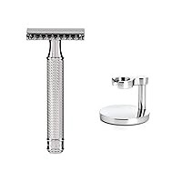 MÜHLE TRADITIONAL R41 Double Edge Safety Razor (Open Comb) For Men & MÜHLE TRADITIONAL Stand for Razors, Shave Accessory - Robust Stainless Steel