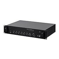 Monoprice Commercial Audio Mixer Amp - 240 Wattm 5 Channel, 100/70 Volt, With Microphone Priority, No Logo,Black