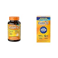 Ester-C® 500 mg with Citrus Bioflavonoids Capsules 120 & Vitamin C 1000 mg Coated Tablets, 120 Count, Immune System Booster, Stomach-Friendly Supplement, Gluten-Free