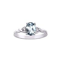 Diamond & Aquamarine Ring set in Sterling Silver