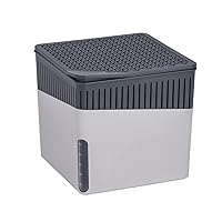 WENKO Portable Dehumidifier Cube Design, Compact and Rechargeable Dehumidifier for Bathroom, Closet, Bedroom, Garage, Covers up to 2800 Cubic Feet, 2.2lbs, Gray, 6.18 x 6.5 x 6.5