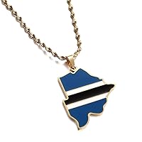 Botswana Map Pendant Necklaces Bechuana Batswana Stainless Steel Jewelry