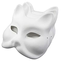 Fox Masks Cat Masks therian masks White Paper Masks Blank Face Masks for DIY Painting (3pieces)