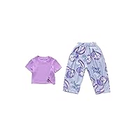 girls' western style summer suits,new girls' purple T-shirts and rabbit printed mosquito pants two-piece suits.