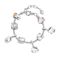 Cute charm bracelet for women and Girls with kitty cat style, This kids' chain bracelet is perfect for girls and makes an ideal birthday gift for them.