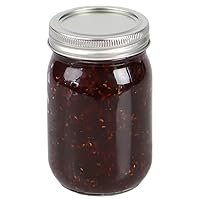 Home Basics Wide Mouth Clear Mason Canning Jar | Durable Tin Lid | Thick Glass Walls | Great for Canning Sauces, Syrups & Jam (12 OZ)