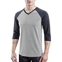 Men's Casual Vintage Slim Fit 3/4 Sleeve V-Neck Active Workout Baseball Jersey T Shirt