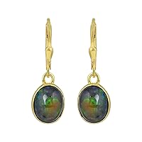 Amazing Ethiopian Opal Gemstone 925 Solid Sterling Silver Dangle Earrings Gold Plated Gift For Her