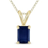 5x3MM Emerald Shape Natural Gemstone Pendant in 14K White Gold and 14K Yellow Gold (Available in Emerald, Ruby, Sapphire, and More)