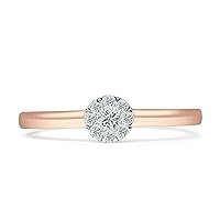 Flower Cluster Round Diamond Promise Ring Gift For Her Wedding Engagement Ring 14K Solid Gold Ring Jewelry