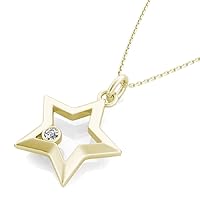 0.03Ct Round Cut Simulated Diamond Star Coin Fashion pendant Necklace 925 Sterling Sliver Gift for Women Girls