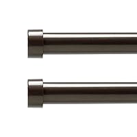 OLV 2 Pack Bronze Rods for Window 72-144 inch, Adjustable Single Window Curtain Rods with End Cap Design Finials,Drapery Rods of Window Treatment,1 inch Diameter