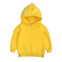 Splice Dinosaur Fleece Hoodie for Toddler Baby Girls Boys Hem Slit Sweatshirt Sweaters Top