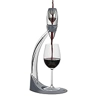 Vinturi Deluxe Essential Pourer and Decanter Tower Stand Easily and Conveniently Aerates by the Bottle or Glass and Enhances Flavors with Smoother Finish, Gray, Red Wine Set