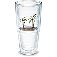 Tervis Palm Tree & Hammock Scene Made in USA Double Walled Insulated Tumbler Cup Keeps Drinks Cold & Hot, 24oz, Unlidded