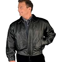 Original Black Leather Jacket for Men- Classic Bomber Leather Jacket Regular Fit Coat