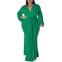 XJYIOEWT Semi Formal Dresses for Women Plus Size Sexy Elegant Short,Women's Solid Sexy Deep V Neck Long Sleeve Pleated D