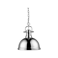 Golden Lighting 3602-L CH-CH Pendant with Chrome Shades, Chrome Finish