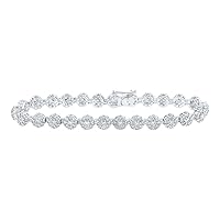 The Diamond Deal 10kt White Gold Womens Round Diamond Fashion Bracelet 4-3/4 Cttw