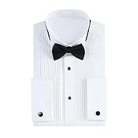 Men's Tuxedo Shirt Wing Collar French Cuffs with Cufflinks and Bow Tie