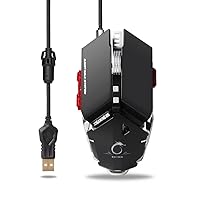 G50 Mechanical Structure PC Gaming Mouse,Size Adjustable,4000 DPI High Precision,10 Self-Defined Macro Programming Buttons,Breathing LED Changing for Pro Game Notebook,Laptop,Macbook Computer