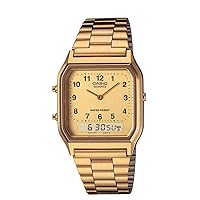 Casio AQ230GA-9BVT Men's Vintage Collection Analog Digital Dual Time Gold Tone Metal Band Watch