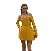 Women's Sexy Off Shoulder Puff Party Mini Dress Long Sleeve Evening Party Dress