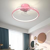 Ceiling Fans, Bedroom Ceiling Fan with Lights Kids Led 3 Speeds Fan Ceiling Light with Remote Control Modern Living Room Silent Ceiling Fan Light with Timer/Pink