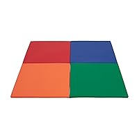 ECR4Kids SoftZone Play Patch Activity Mat Squares, Modular Playmat, Assorted, 4-Pack