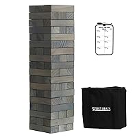 SPORT BEATS Gray Giant Tower Game Outdoor Games 54 Blocks Stacking Game Includes Carry Bag and Scoreboard