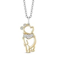 Created Round Cut White Diamond 925 Sterling Silver 14K Yellow Gold Finish Cute Winnie The Pooh Pendant Necklace for Women's & Girl's