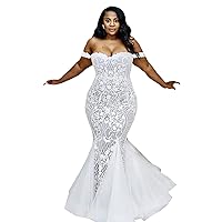 Women's Lace up Corset Bridal Gowns Train Long Beach Mermaid Wedding Dresses for Bride 2021 Plus Size