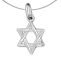 Gold Star Of David Necklace | 14K White Gold Star of David Pendant with 16