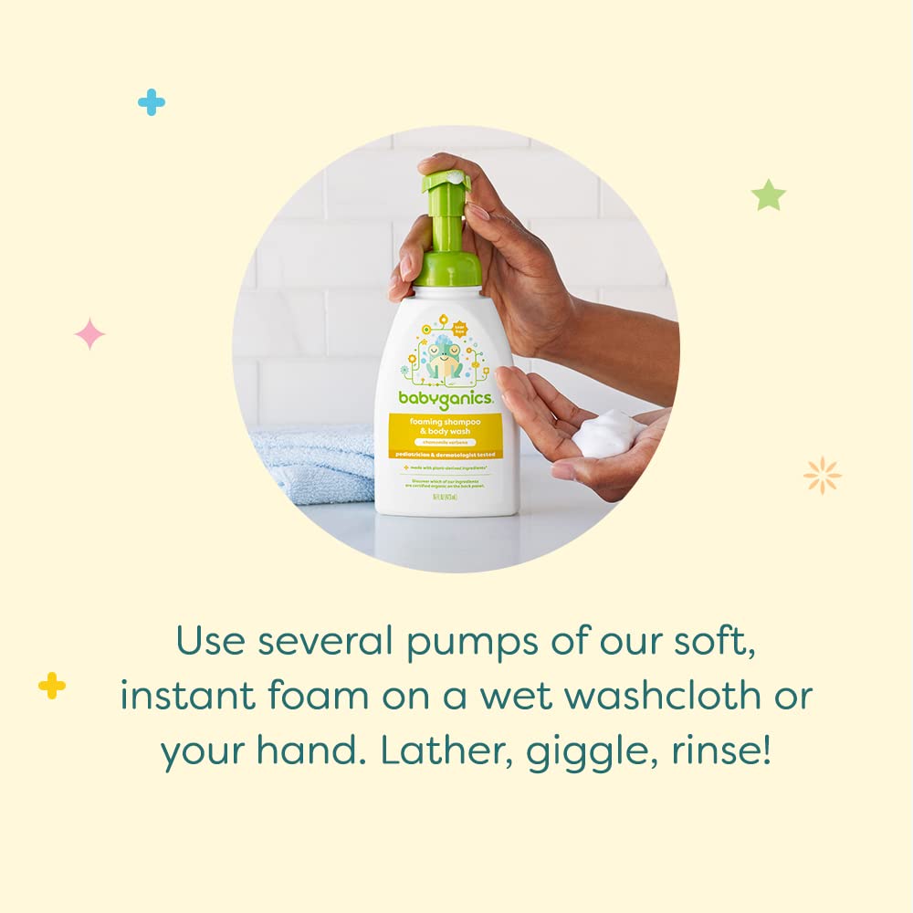 Babyganics Baby Shampoo + Body Wash Pump Bottle, Fragrance Free, Non-Allergenic and Tear-Free, 16 Fl Oz, Packaging May Vary