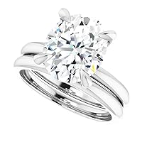 3 CT Oval Cut VVS1 Colorless Moissanite Engagement Ring Set, Wedding/Bridal Ring Set, Sterling Silver Vintage Antique Anniversary Promise Ring Set Gift for Wife