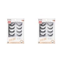 KISS My Lash But Better False Eyelashes, Well Blended', 16 mm, Includes 4 Pairs Of Lashes, Contact Lens Friendly, Easy to Apply, Reusable Strip Lashes (Pack of 2)