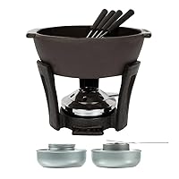 Boska Cheese Fondue Set Party Pro with 2 Extra, Pre-filled Burners/Cast Iron/Suitable for Every Stove, Oven & BBQ Grill/For 2 people/Black / 30.4 fl oz