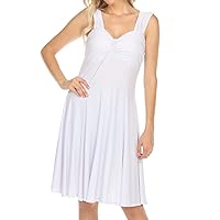 Sleeveless Slimming Missy Plus Size Midi A-Line Cocktail Dress with Rhinestones | Made in USA | Empire Waist