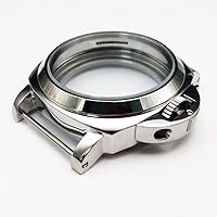 45mm Stainless Steel Watch Case Fit Manual Winding Mechanical Movement Polished Case Repair Parts