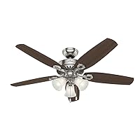 Hunter Fan 52 inch Brushed Nickel Indoor Ceiling Fan with Lights and Pull Chain for Bedroom, Living Room/Family Room, Dining Room, Kitchen, Office (Renewed)