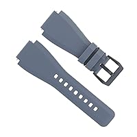 Ewatchparts 24MM SILICONE RUBBER WATCH BAND STRAP COMPATIBLE WITH BELL ROSS BR-01-BR-03 WATCH GREY BLACK