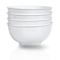 Cereal Bowls 40oz, Bone Porcelain Soup Bowl Set of 4, Large Ceramic Bowl for Kitchen, Versatile Serving for Salad Oatmeal Rice etc. Dishwasher & Microwave Safe, White Φ7inch